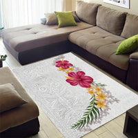 Hawaiian Plumeria and Hibiscus Area Rug White Mode LT03 - Polynesian Pride
