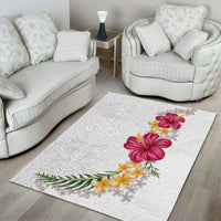 Hawaiian Plumeria and Hibiscus Area Rug White Mode LT03 - Polynesian Pride