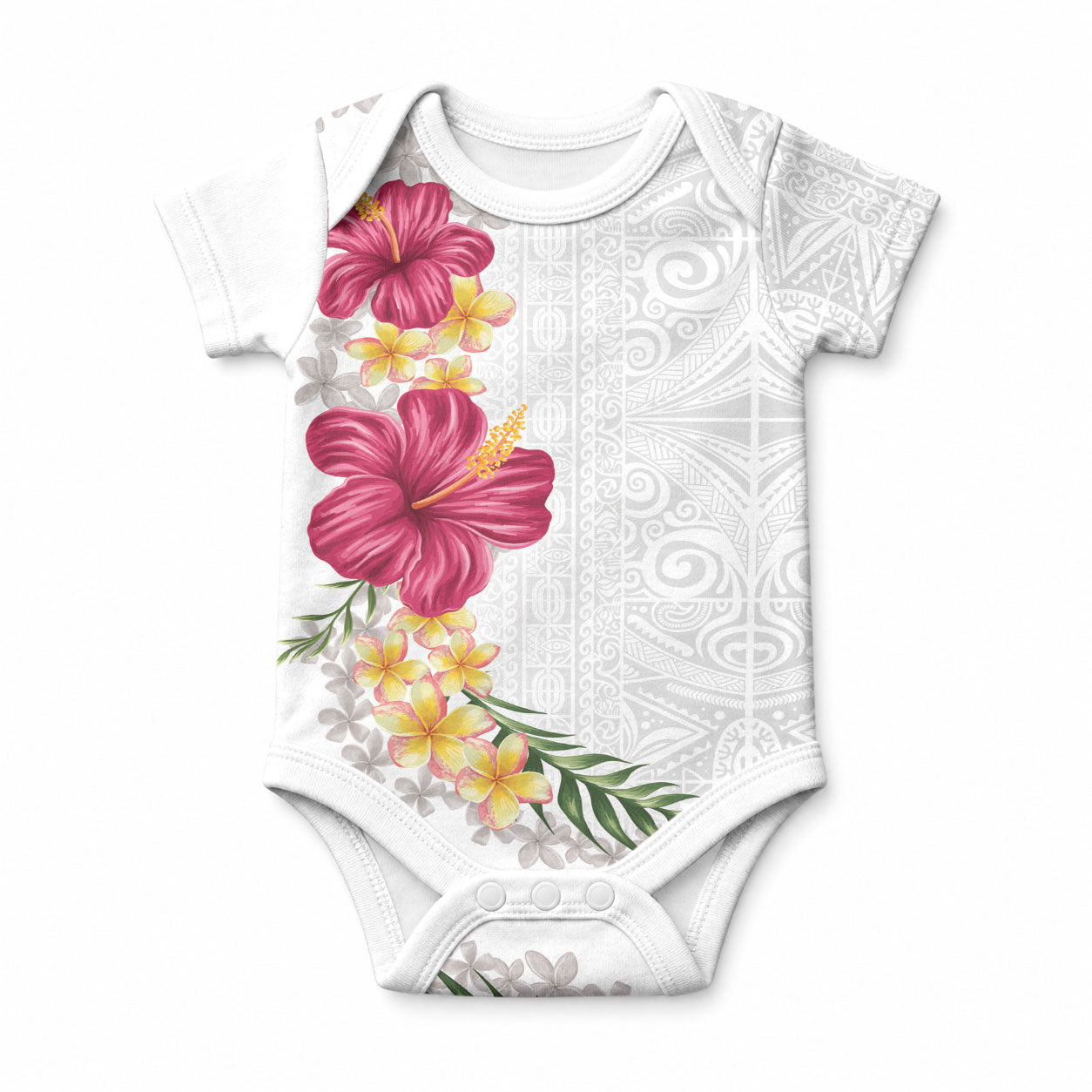 Hawaiian Plumeria and Hibiscus Baby Onesie