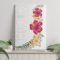Hawaiian Plumeria and Hibiscus Canvas Wall Art White Mode LT03 - Polynesian Pride