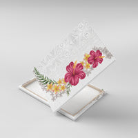 Hawaiian Plumeria and Hibiscus Canvas Wall Art White Mode LT03 With Frame White - Polynesian Pride