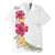 Hawaiian Plumeria and Hibiscus Family Matching Long Sleeve Bodycon Dress and Hawaiian Shirt White Mode