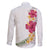 Hawaiian Plumeria and Hibiscus Family Matching Long Sleeve Bodycon Dress and Hawaiian Shirt White Mode