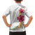 Hawaiian Plumeria and Hibiscus Family Matching Off The Shoulder Long Sleeve Dress and Hawaiian Shirt White Mode