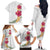 Hawaiian Plumeria and Hibiscus Family Matching Off The Shoulder Long Sleeve Dress and Hawaiian Shirt White Mode