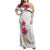 Hawaiian Plumeria and Hibiscus Family Matching Off Shoulder Maxi Dress and Hawaiian Shirt White Mode