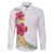 Hawaiian Plumeria and Hibiscus Family Matching Off Shoulder Short Dress and Hawaiian Shirt White Mode