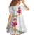 Hawaiian Plumeria and Hibiscus Family Matching Short Sleeve Bodycon Dress and Hawaiian Shirt White Mode