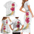 Hawaiian Plumeria and Hibiscus Family Matching Short Sleeve Bodycon Dress and Hawaiian Shirt White Mode