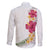 Hawaiian Plumeria and Hibiscus Family Matching Short Sleeve Bodycon Dress and Hawaiian Shirt White Mode