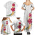 Hawaiian Plumeria and Hibiscus Family Matching Summer Maxi Dress and Hawaiian Shirt White Mode