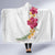 Hawaiian Plumeria and Hibiscus Hooded Blanket White Mode