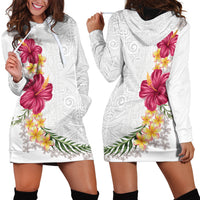 Hawaiian Plumeria and Hibiscus Hoodie Dress White Mode LT03 - Polynesian Pride