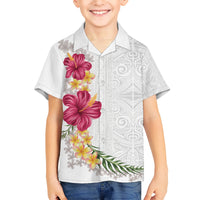 Hawaiian Plumeria and Hibiscus Kid Hawaiian Shirt White Mode LT03 Kid White - Polynesian Pride
