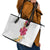 Hawaiian Plumeria and Hibiscus Leather Tote Bag White Mode