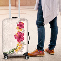 Hawaiian Plumeria and Hibiscus Luggage Cover White Mode LT03 White - Polynesian Pride