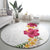 Hawaiian Plumeria and Hibiscus Round Carpet White Mode