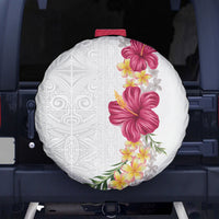 Hawaiian Plumeria and Hibiscus Spare Tire Cover White Mode LT03 - Polynesian Pride