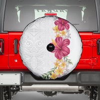Hawaiian Plumeria and Hibiscus Spare Tire Cover White Mode LT03 - Polynesian Pride