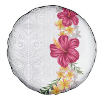 Hawaiian Plumeria and Hibiscus Spare Tire Cover White Mode LT03 - Polynesian Pride