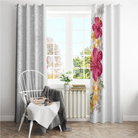 Hawaiian Plumeria and Hibiscus Window Curtain White Mode LT03 - Polynesian Pride