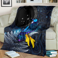 New Zealand Tui Bird Matariki Blanket Galaxy Fern With Maori Pattern LT03 - Polynesian Pride