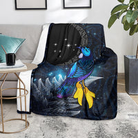 New Zealand Tui Bird Matariki Blanket Galaxy Fern With Maori Pattern LT03 - Polynesian Pride