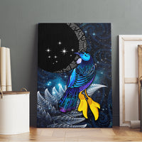New Zealand Tui Bird Matariki Canvas Wall Art Galaxy Fern With Maori Pattern LT03 - Polynesian Pride