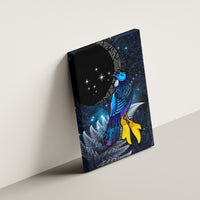 New Zealand Tui Bird Matariki Canvas Wall Art Galaxy Fern With Maori Pattern LT03 - Polynesian Pride