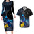 New Zealand Tui Bird Matariki Couples Matching Long Sleeve Bodycon Dress and Hawaiian Shirt Galaxy Fern With Maori Pattern