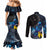 New Zealand Tui Bird Matariki Couples Matching Mermaid Dress and Long Sleeve Button Shirt Galaxy Fern With Maori Pattern