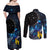 New Zealand Tui Bird Matariki Couples Matching Off Shoulder Maxi Dress and Long Sleeve Button Shirt Galaxy Fern With Maori Pattern