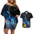 New Zealand Tui Bird Matariki Couples Matching Off Shoulder Short Dress and Hawaiian Shirt Galaxy Fern With Maori Pattern