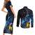 New Zealand Tui Bird Matariki Couples Matching Short Sleeve Bodycon Dress and Long Sleeve Button Shirt Galaxy Fern With Maori Pattern