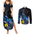 New Zealand Tui Bird Matariki Couples Matching Summer Maxi Dress and Long Sleeve Button Shirt Galaxy Fern With Maori Pattern