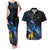 New Zealand Tui Bird Matariki Couples Matching Tank Maxi Dress and Hawaiian Shirt Galaxy Fern With Maori Pattern