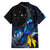 New Zealand Tui Bird Matariki Family Matching Off The Shoulder Long Sleeve Dress and Hawaiian Shirt Galaxy Fern With Maori Pattern