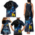 New Zealand Tui Bird Matariki Family Matching Tank Maxi Dress and Hawaiian Shirt Galaxy Fern With Maori Pattern