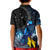 New Zealand Tui Bird Matariki Kid Polo Shirt Galaxy Fern With Maori Pattern