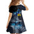 New Zealand Tui Bird Matariki Kid Short Sleeve Dress Galaxy Fern With Maori Pattern