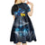 New Zealand Tui Bird Matariki Kid Short Sleeve Dress Galaxy Fern With Maori Pattern