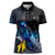 New Zealand Tui Bird Matariki Women Polo Shirt Galaxy Fern With Maori Pattern