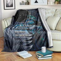 New Zealand Tui Bird Blanket Matariki Poetry Pattern Galaxy Style LT03 Blue - Polynesian Pride