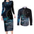 New Zealand Tui Bird Couples Matching Long Sleeve Bodycon Dress and Long Sleeve Button Shirt Matariki Poetry Pattern Galaxy Style