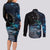 New Zealand Tui Bird Couples Matching Long Sleeve Bodycon Dress and Long Sleeve Button Shirt Matariki Poetry Pattern Galaxy Style