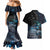 New Zealand Tui Bird Couples Matching Mermaid Dress and Hawaiian Shirt Matariki Poetry Pattern Galaxy Style