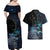 New Zealand Tui Bird Couples Matching Off Shoulder Maxi Dress and Hawaiian Shirt Matariki Poetry Pattern Galaxy Style