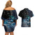 New Zealand Tui Bird Couples Matching Off Shoulder Short Dress and Hawaiian Shirt Matariki Poetry Pattern Galaxy Style