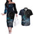 New Zealand Tui Bird Couples Matching Off The Shoulder Long Sleeve Dress and Hawaiian Shirt Matariki Poetry Pattern Galaxy Style