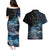 New Zealand Tui Bird Couples Matching Puletasi and Hawaiian Shirt Matariki Poetry Pattern Galaxy Style